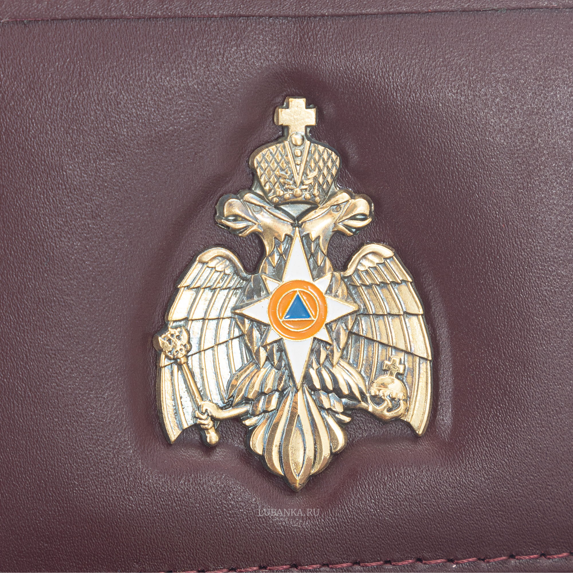 Обложка для удостоверения МЧС с жетоном бордовая