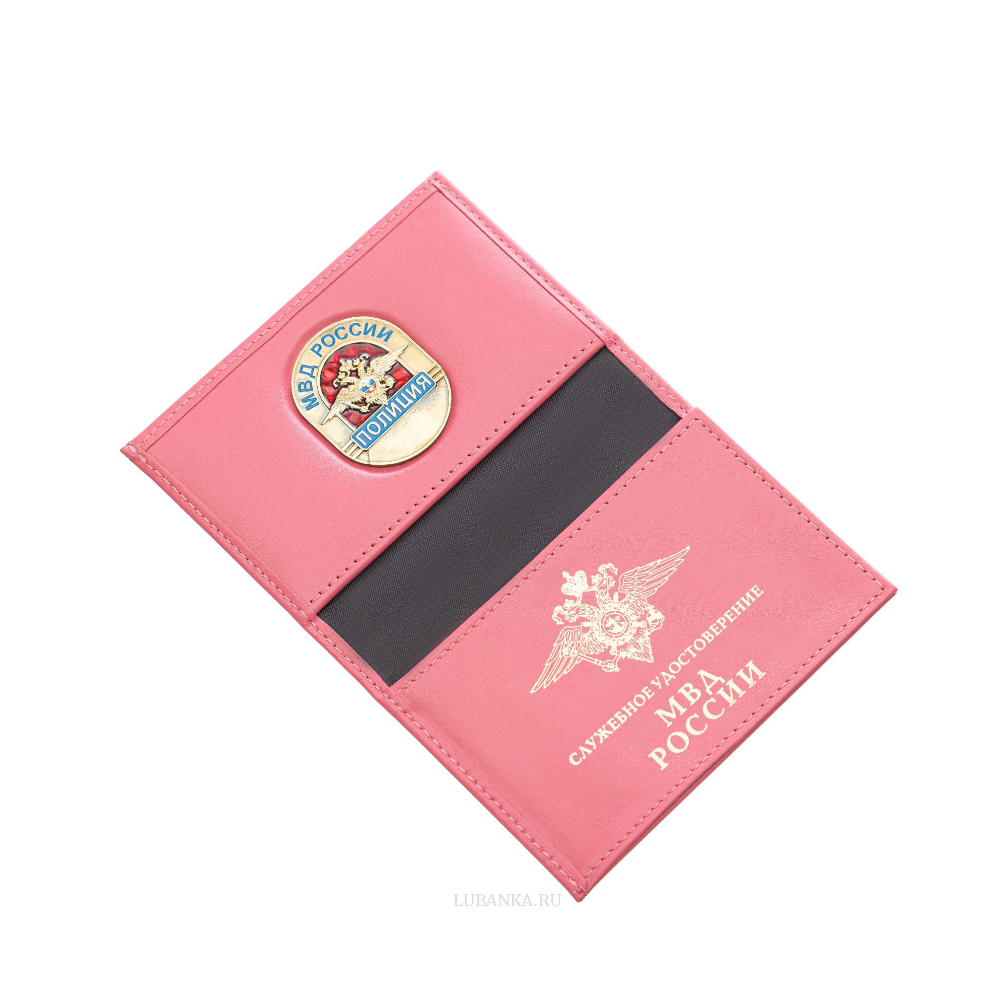 Обложка для автодокументов и удостоверения Полиция с жетоном розовая
