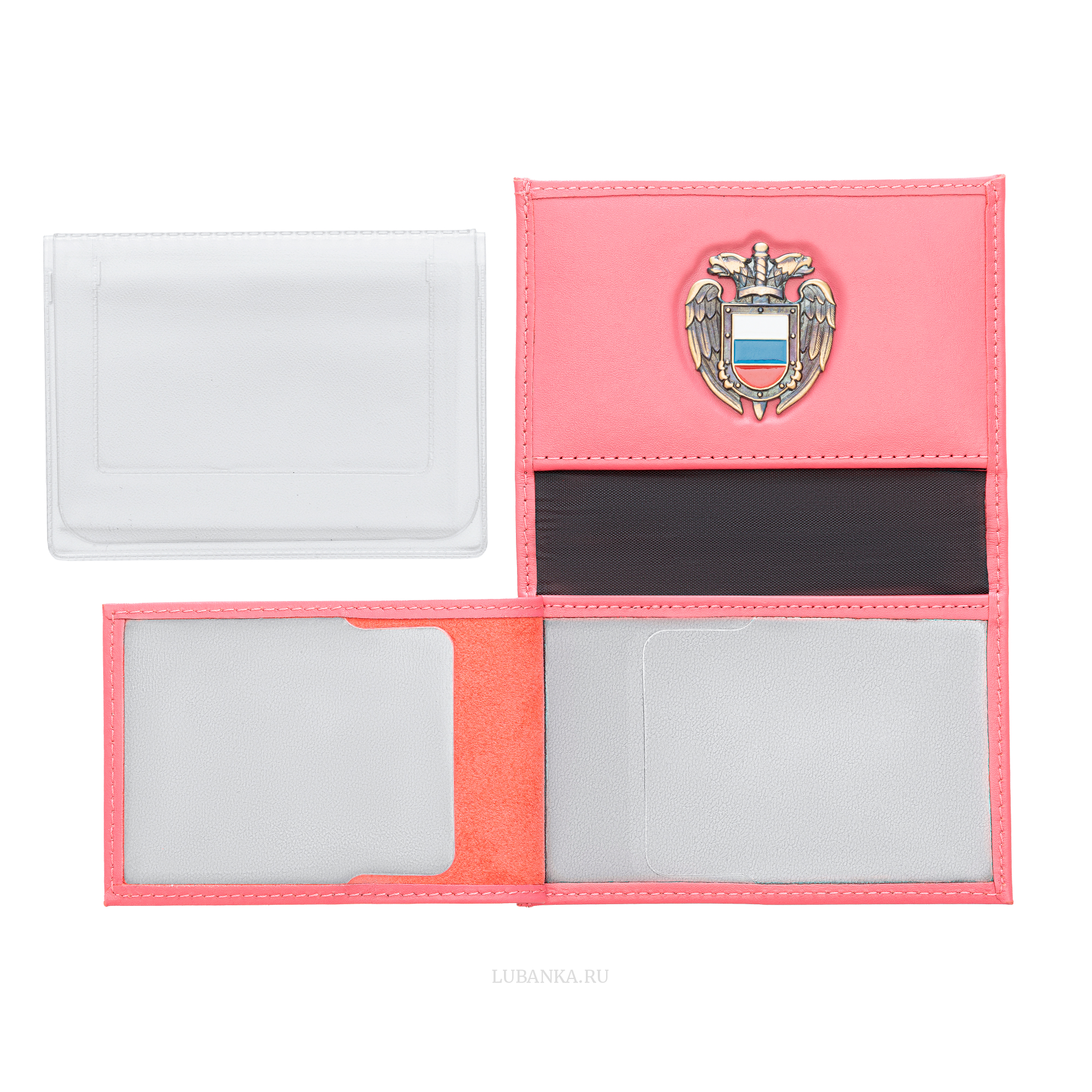 Обложка для автодокументов и удостоверения ФСО с жетоном розовая