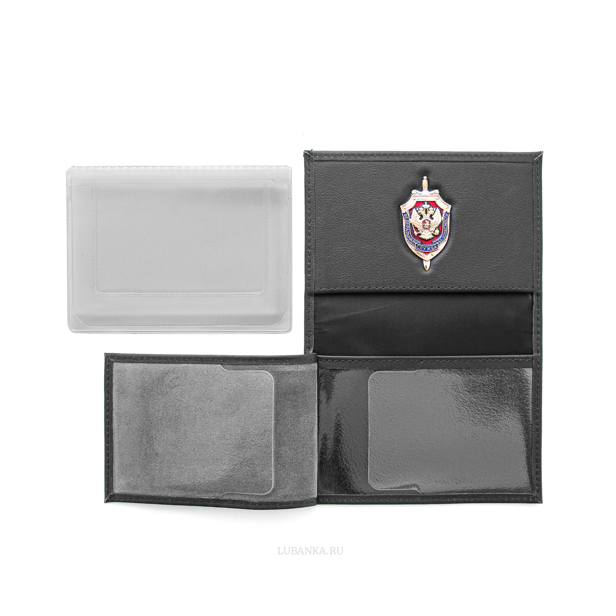 Обложка для автодокументов и удостоверения ФСБ с жетоном черная