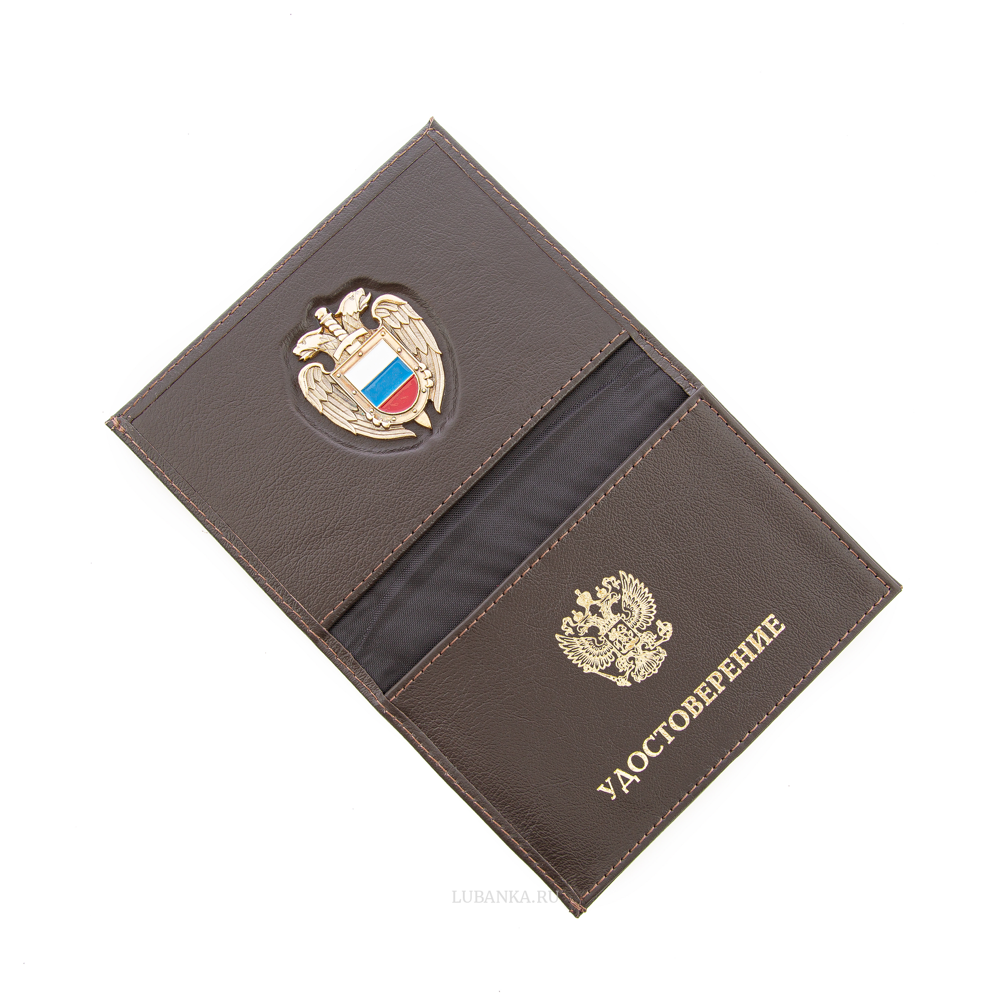Обложка для автодокументов и удостоверения ФСО с жетоном коричневая