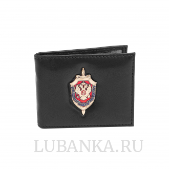 Обложка для удостоверения ФСБ с жетоном узкая пухлая черная