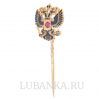 Заколка Герб России серебро с позолотой