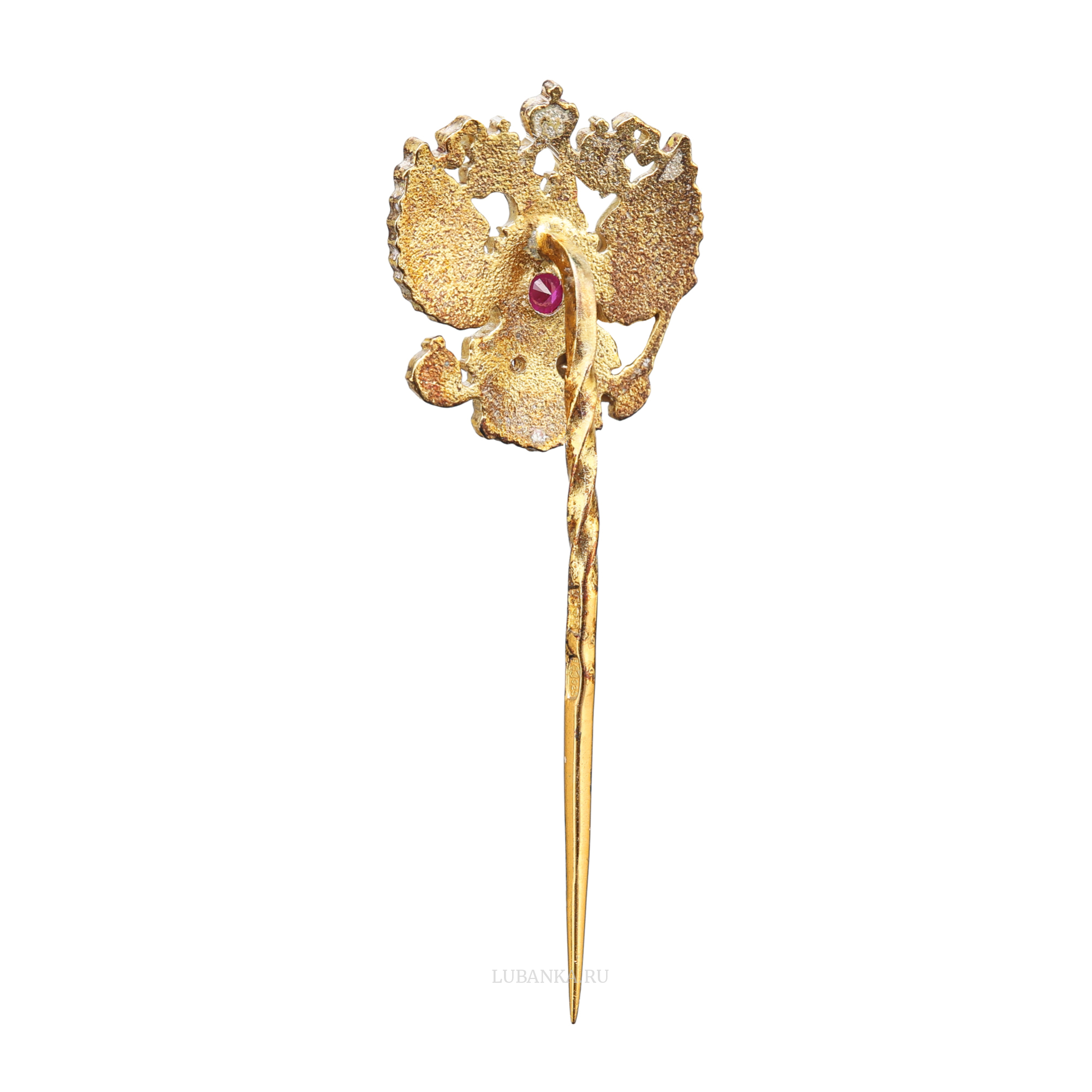 Заколка c гербом России серебро с позолотой