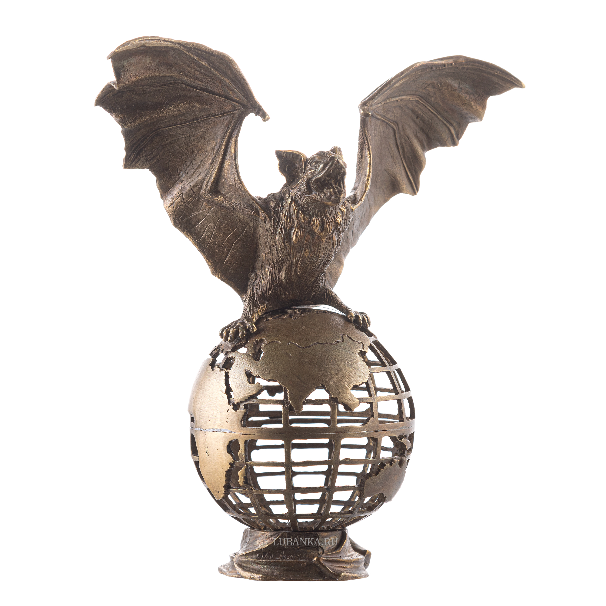 Бронзовая статуэтка Летучая мышь на земном шаре
