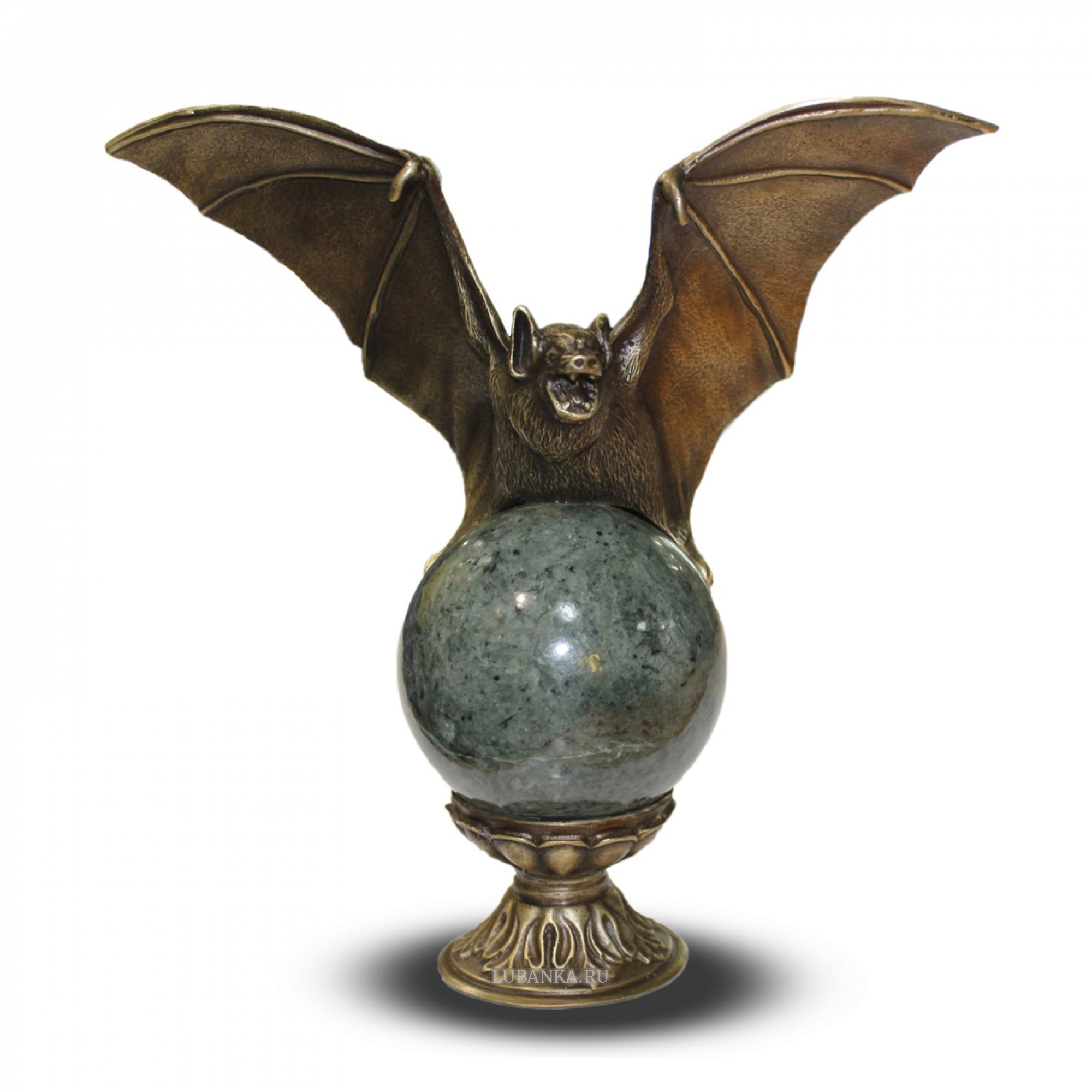Бронзовая статуэтка Летучая мышь змеевик