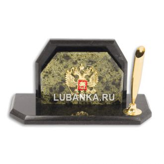 Настольный набор для руководителя «Трапеция с гербом России» из камня