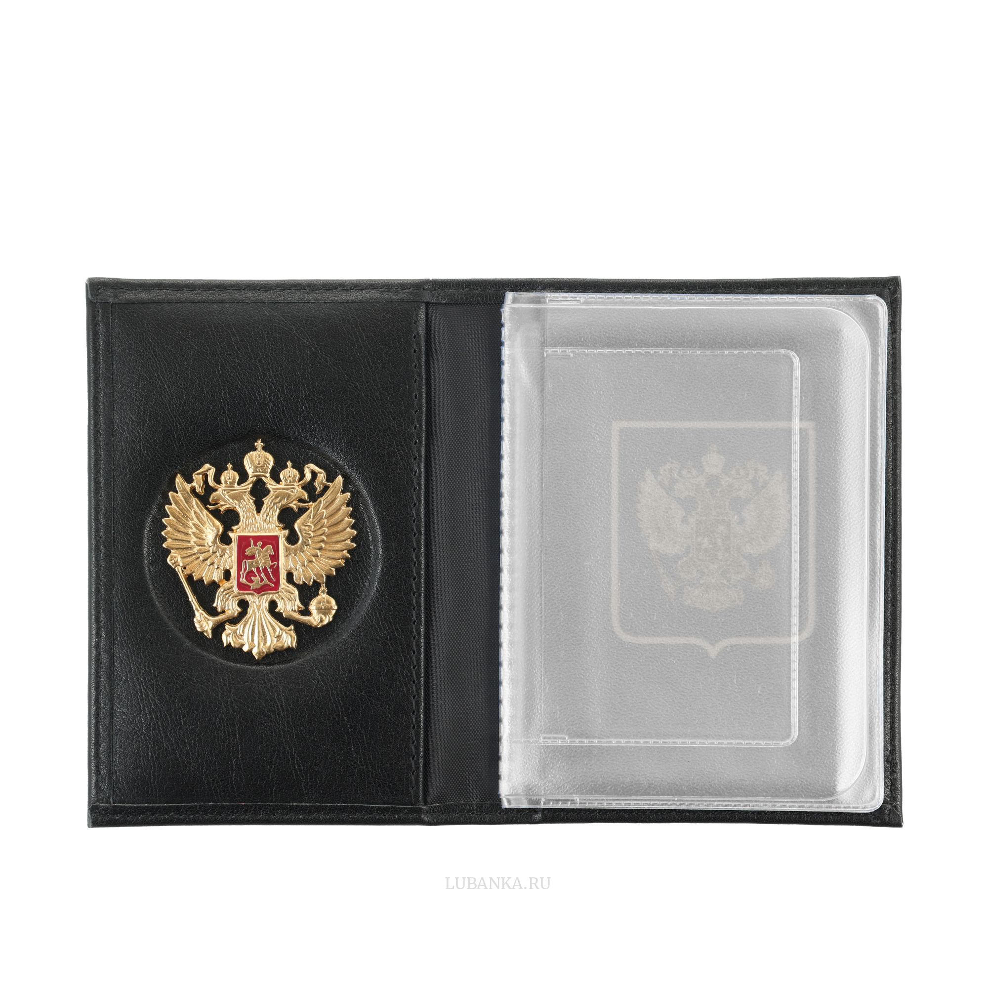 Обложка для автодокументов Россия с жетоном черная